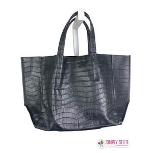 Ampersand As Apostrophe Women Tote Handbag Purse Black Croc Pattern Leather $725